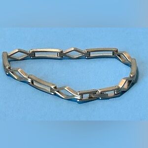Stainless Steel Link Bracelet. Unisex. 8” Art Deco/MCM Style. Vintage/Estate